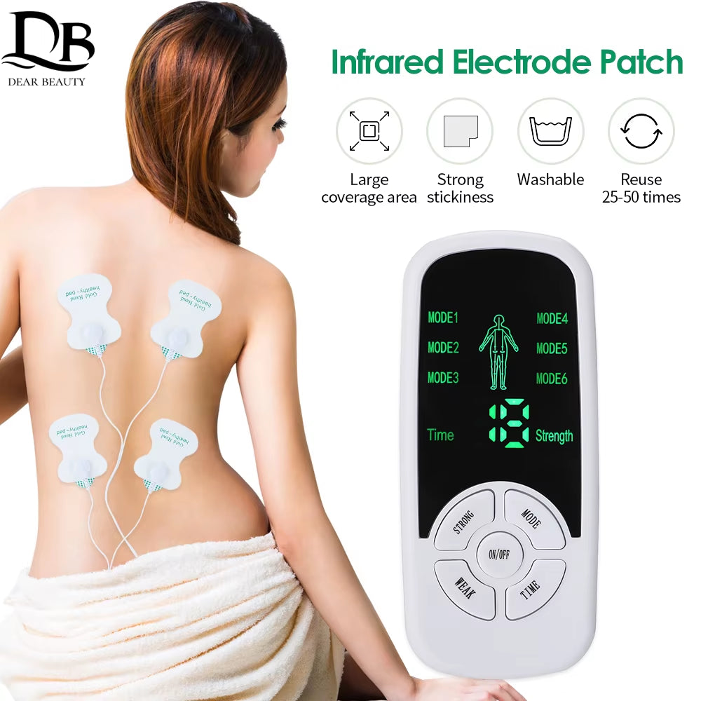 Electric Massage Tens Machine Body Massager EMS Muscle Stimulator Vibrators Meridian Pulse Electrotherapy Physical Therapy Tool