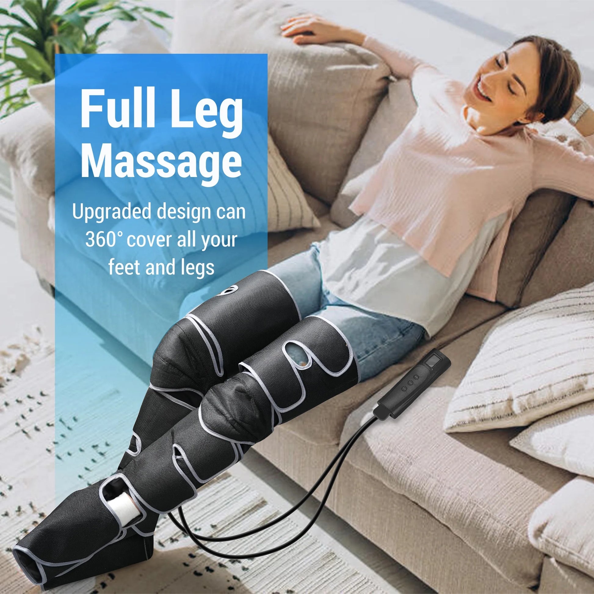 Leg Massager for Circulation, Air Compression Calf Knee Foot Massager with Heat, Leg Wraps Massage Boots for Pain Relief, Mothers Day Gifts