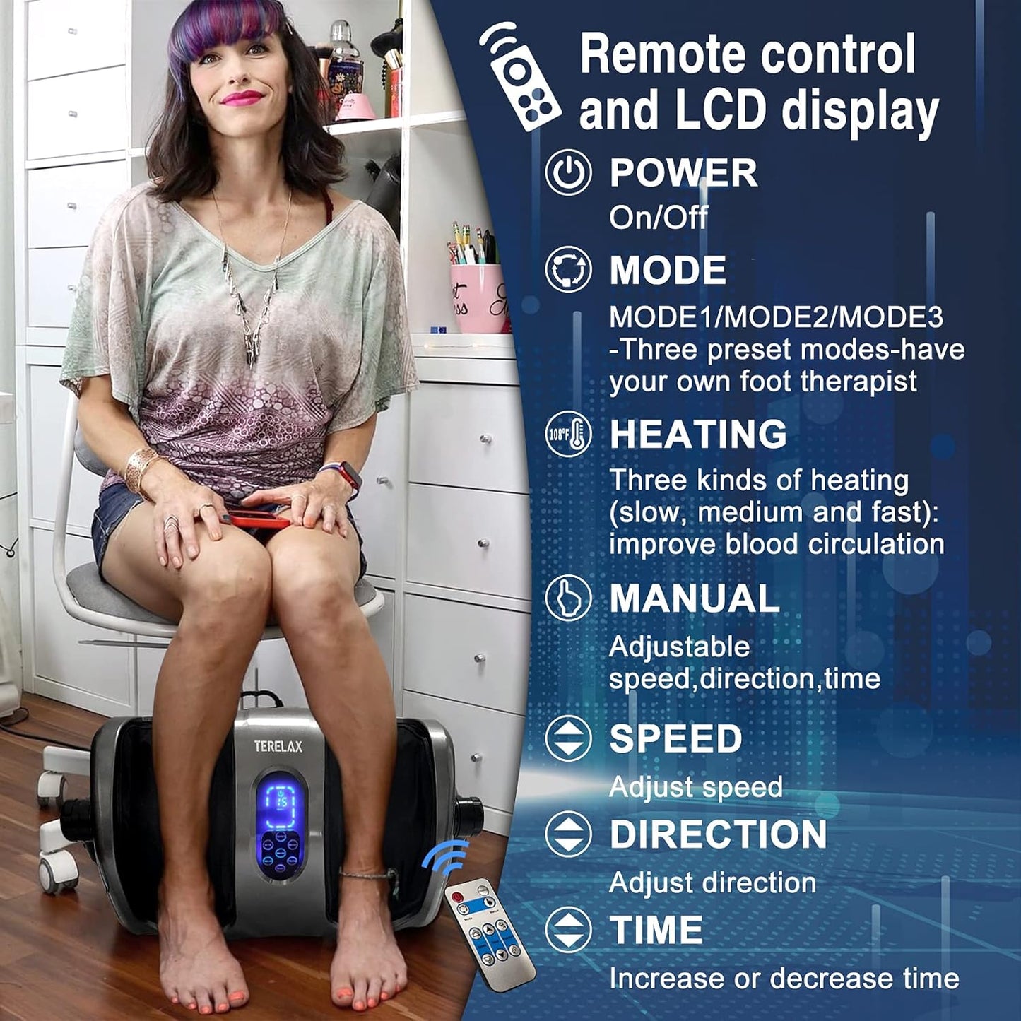 Foot Massager Machine for Mother'S Day, Shiatsu Foot Calf Massager with Heat Plantar Nerve Pain Electric Deep Kneading Rolling Massage for Foot Leg Calf Ankle, Remote Control Available