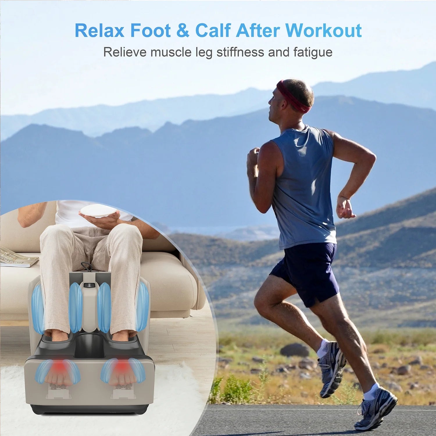 2 in 1 Foot Massager Machine & Ottoman Rest, Shiatsu Foot Calf Massager with Heat, App Control