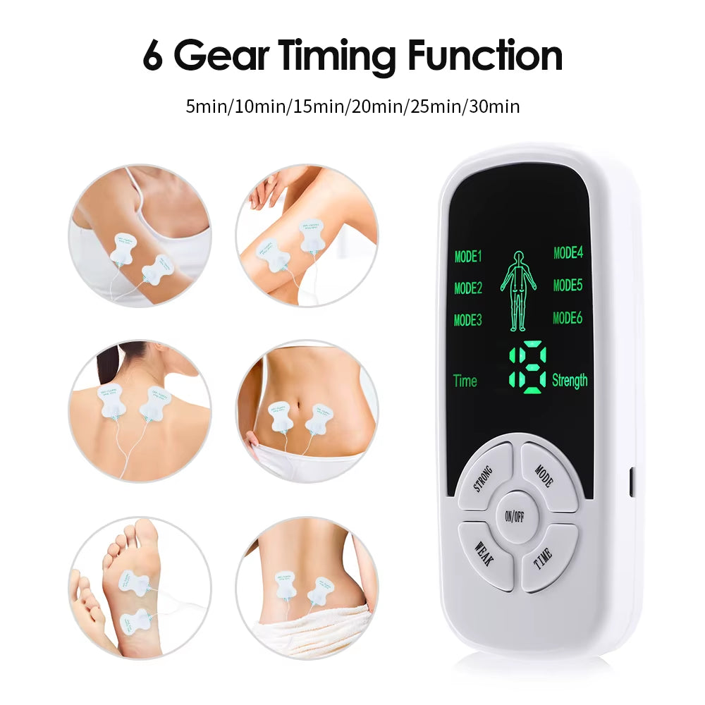 Electric Massage Tens Machine Body Massager EMS Muscle Stimulator Vibrators Meridian Pulse Electrotherapy Physical Therapy Tool