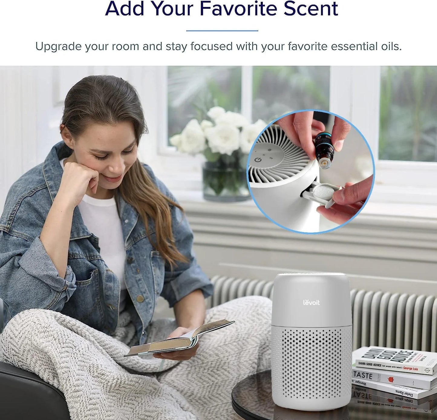 Core Mini Air Purifier with Aroma for Bedroom & Office (178 Sq. Ft), Gray.