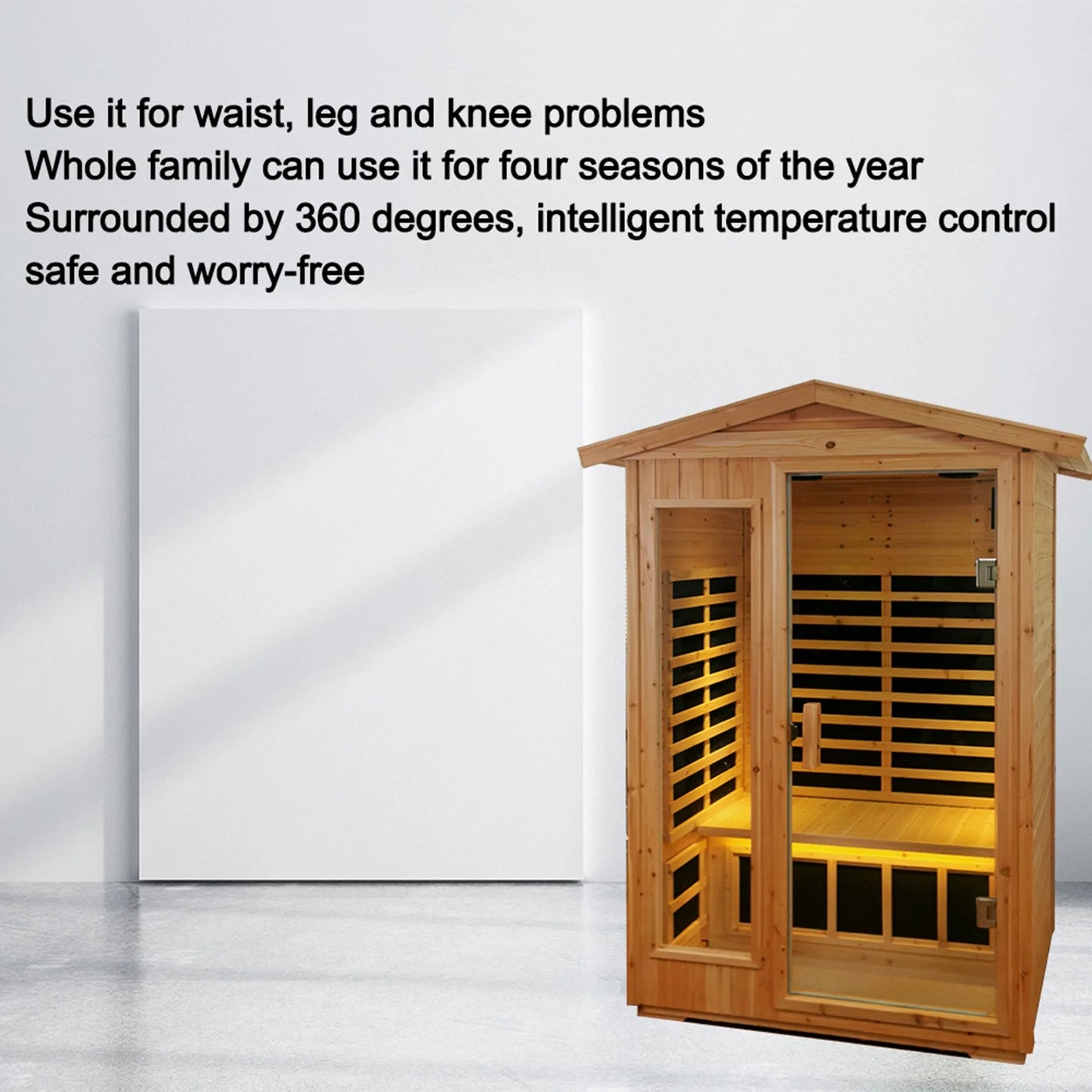 Wooden Outdoor Sauna, 2 Person 1750W Hemlock Sauna Room with 9 Low EMF Heaters