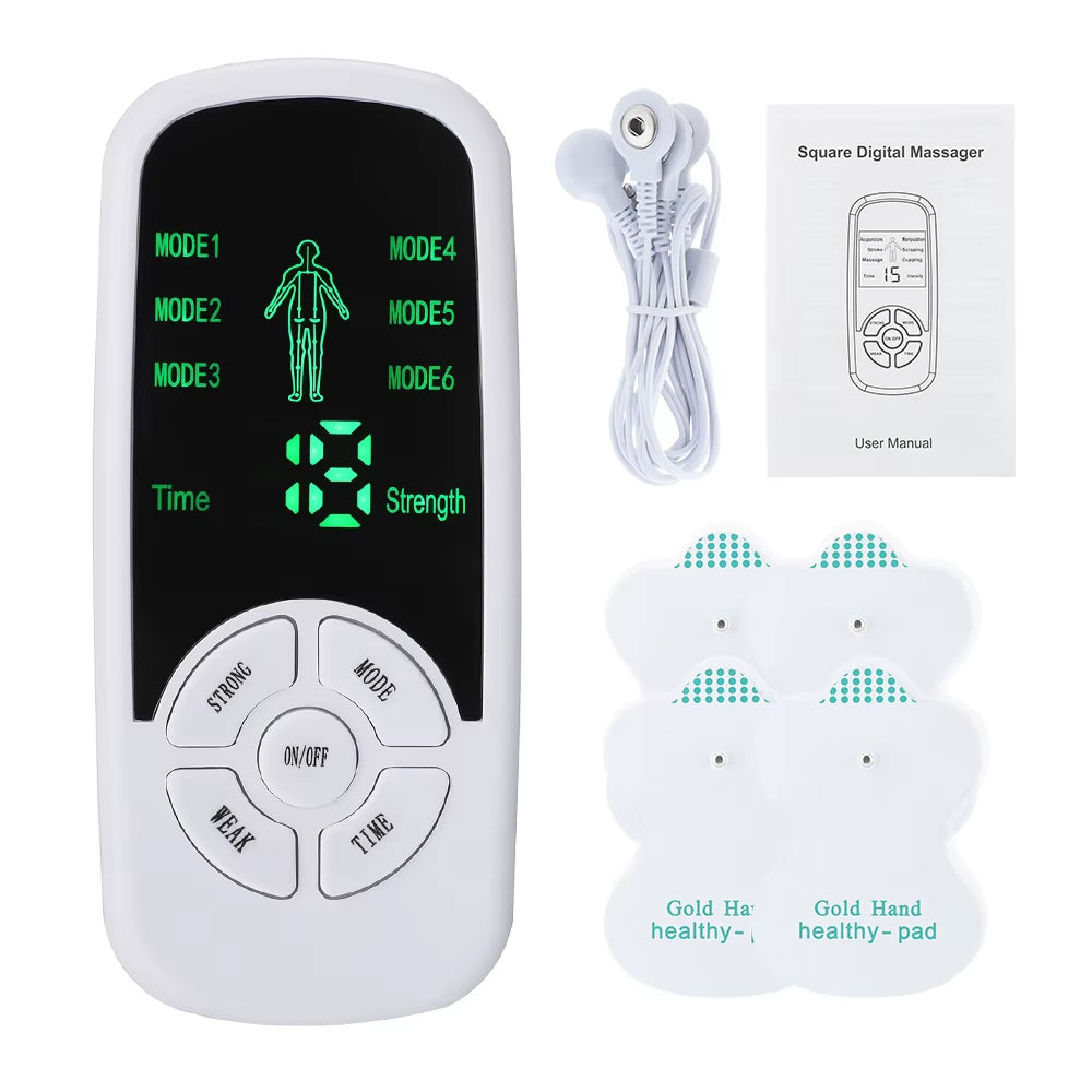 Electric Massage Tens Machine Body Massager EMS Muscle Stimulator Vibrators Meridian Pulse Electrotherapy Physical Therapy Tool