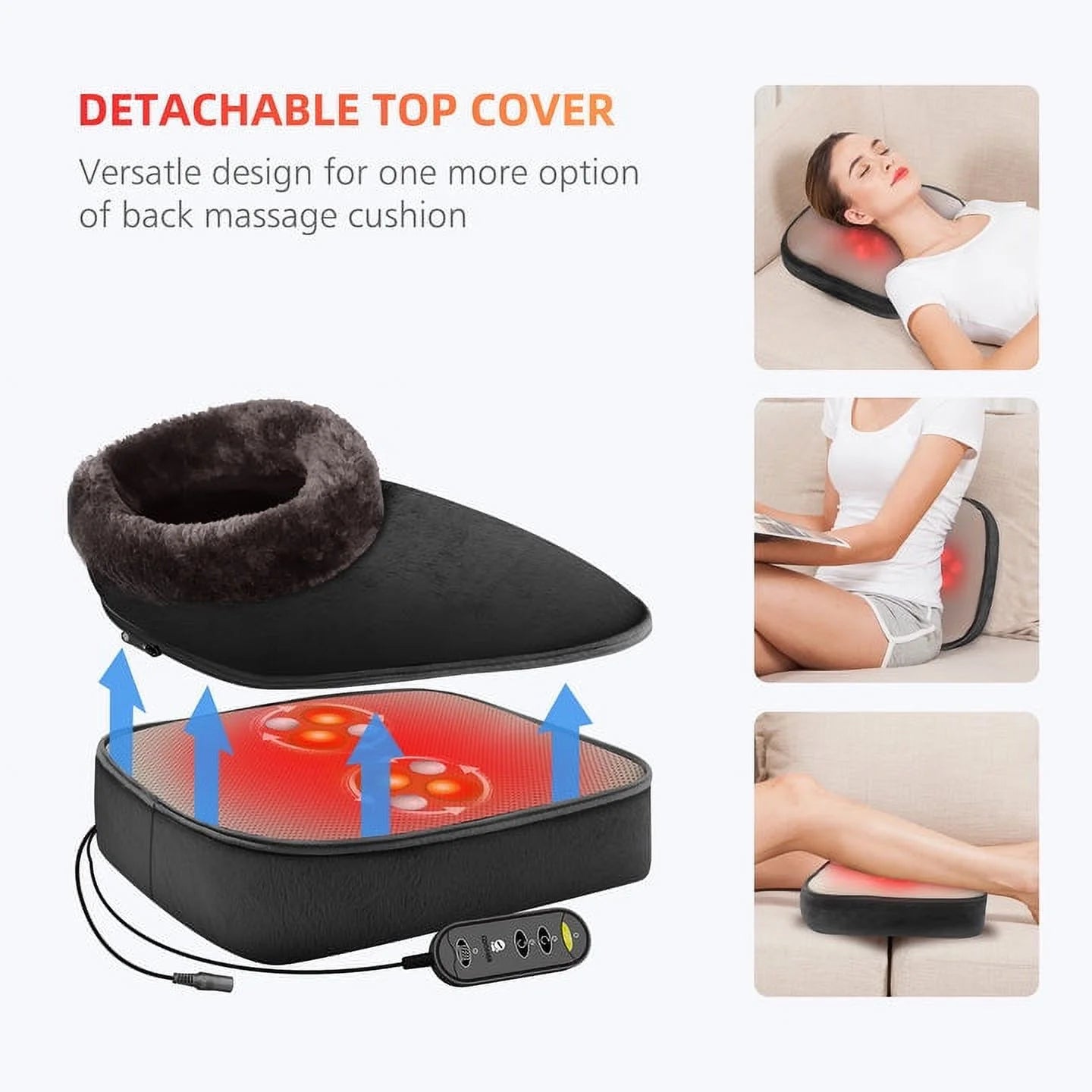 Shiatsu Foot Massager with Heat Feet Warmer Massage Machine Electric Heating Pad for Back, Gift for Women Men