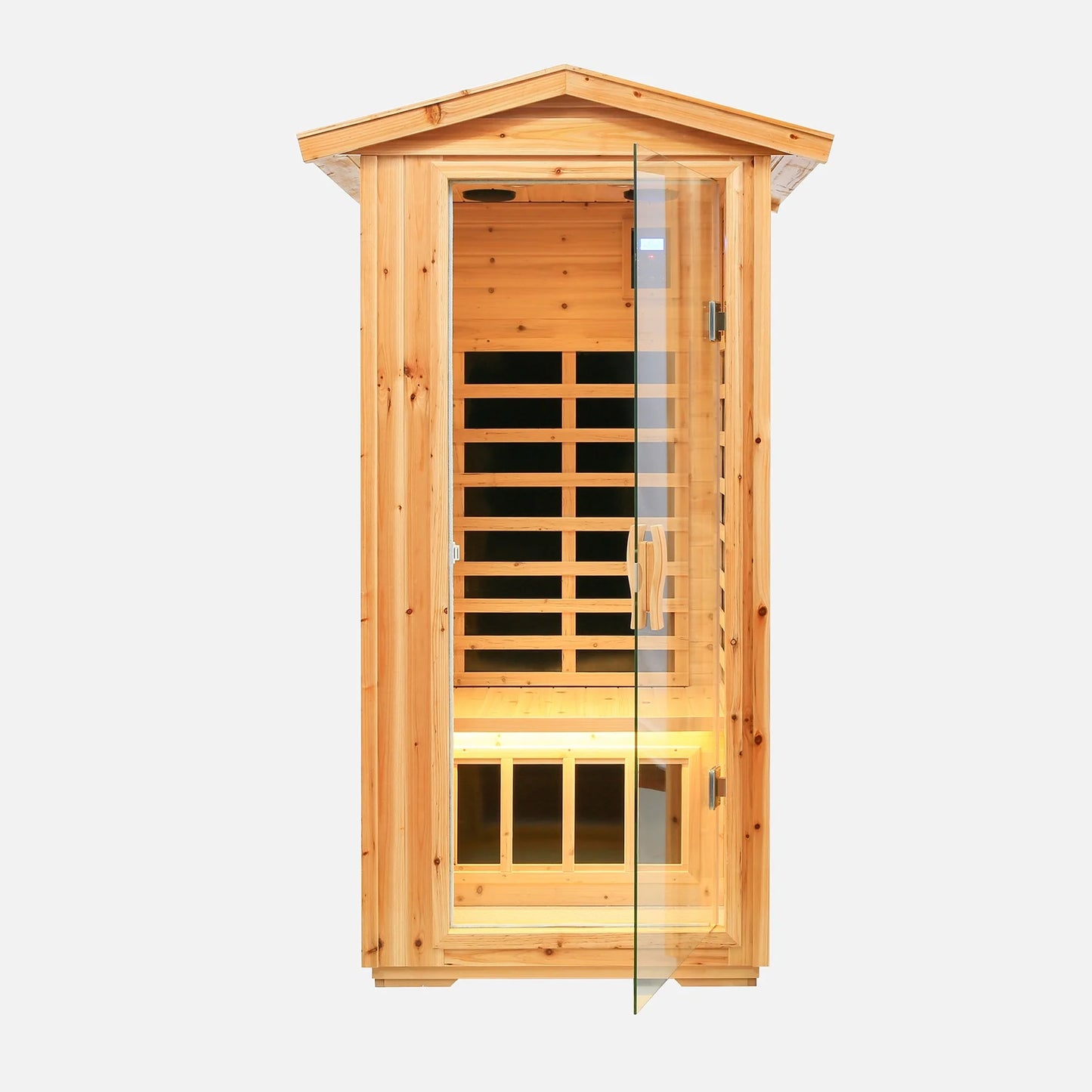 Outdoor Wooden Sauna, 1 Person 1560W Low EMF Canadian Hemlock Wooden Far Dry Sauna