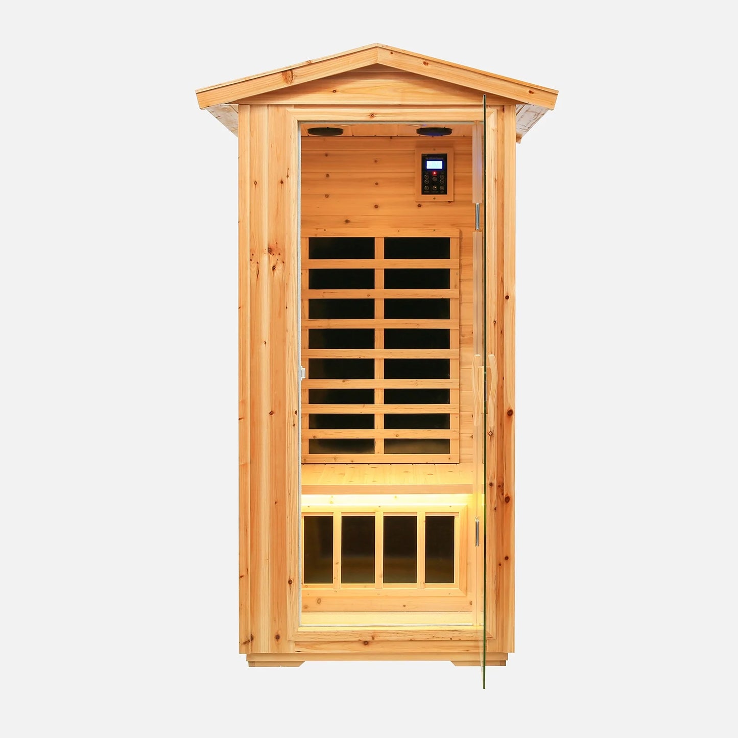 Outdoor Wooden Sauna, 1 Person 1560W Low EMF Canadian Hemlock Wooden Far Dry Sauna