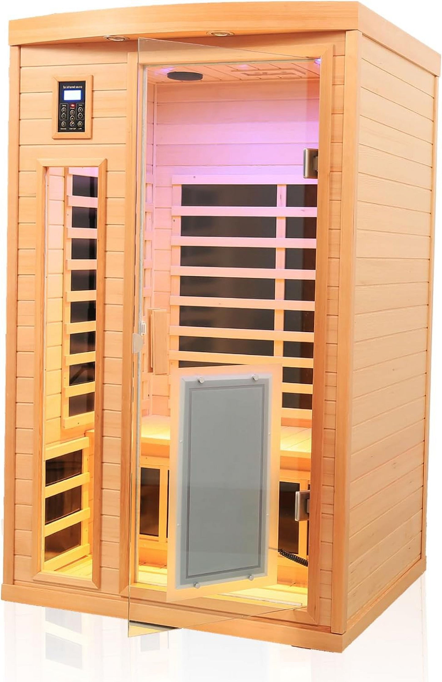 Far Infrared Sauna Room,Two Person Size, Hemlock Wooden Far Infrared Sauna for Home