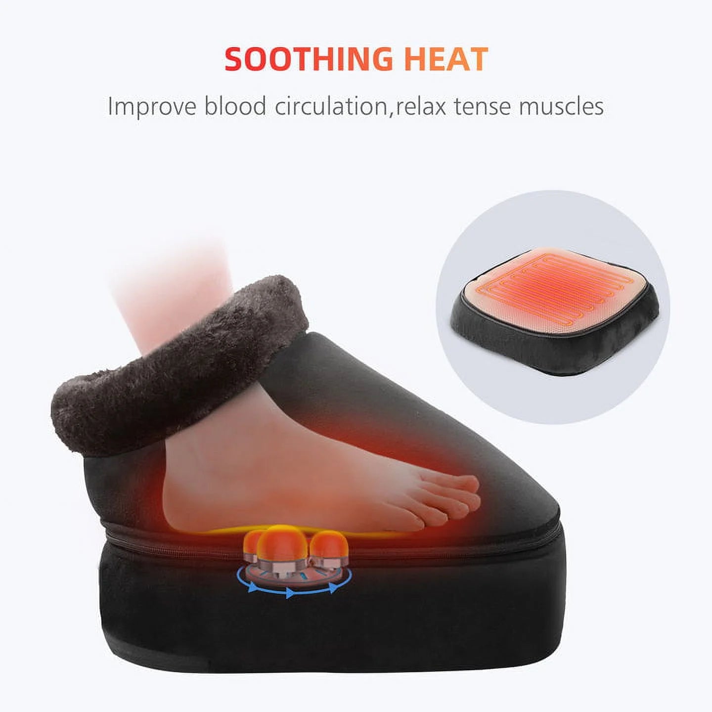 Shiatsu Foot Massager with Heat Feet Warmer Massage Machine Electric Heating Pad for Back, Gift for Women Men