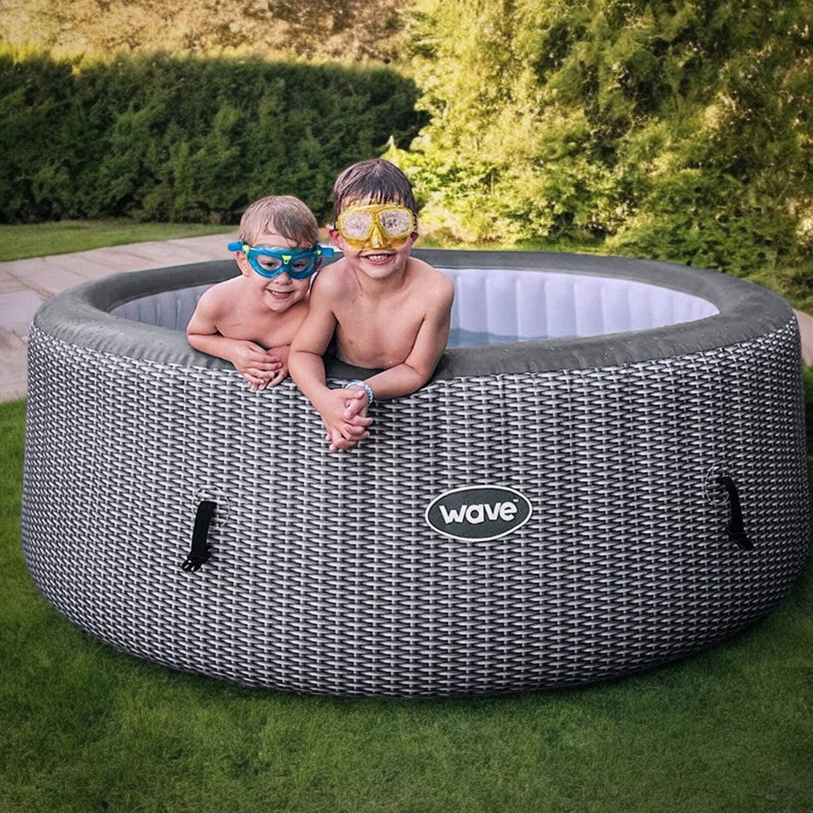 Atlantic 6 Person round Inflatable Hot Tub | Integrated Heater | Gray Rattan