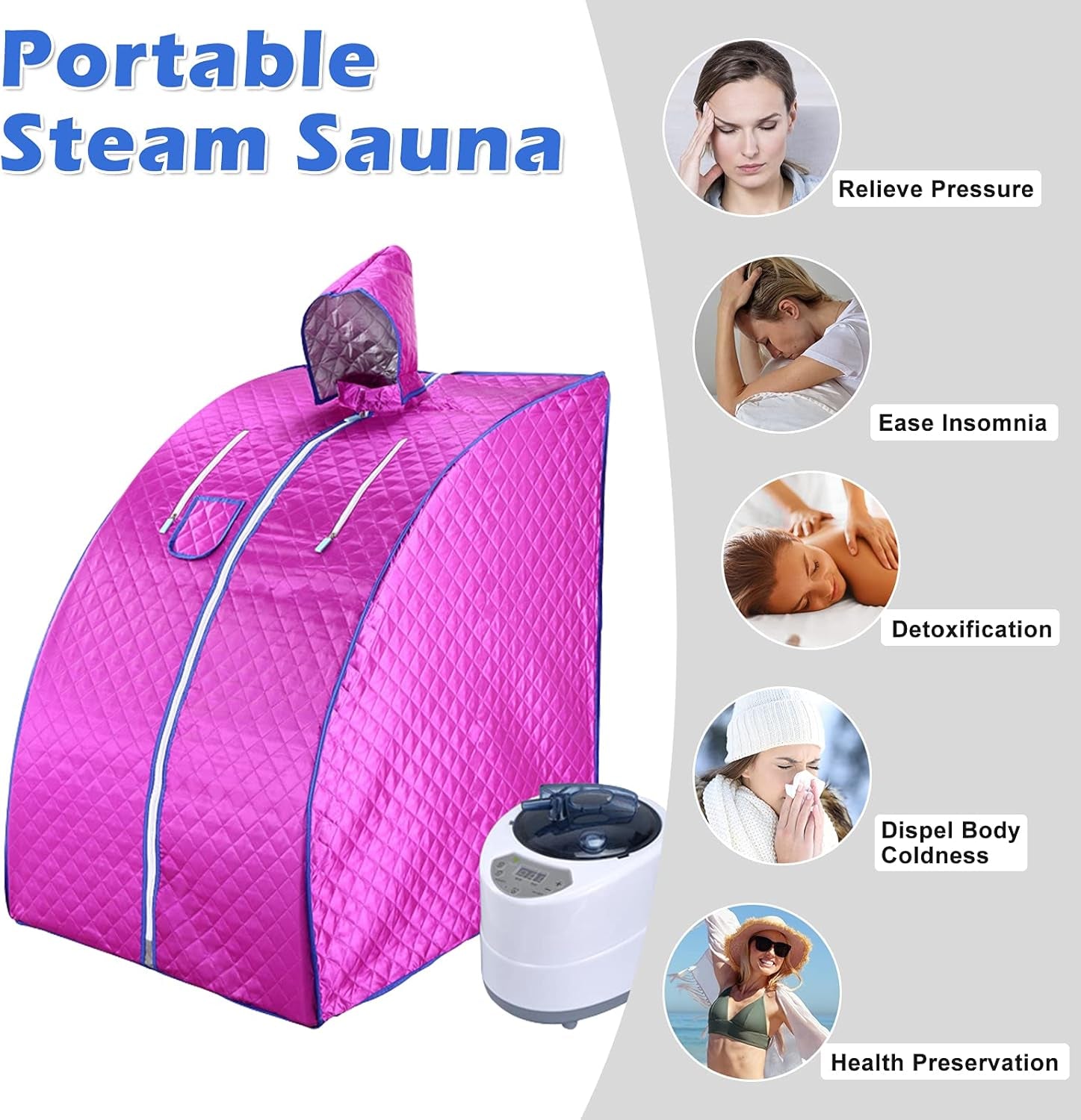 Portable Sauna, Sauna, 2L Steam Sauna for Relaxation,Home Sauna with Remote Control,Foldable Chair,Timer