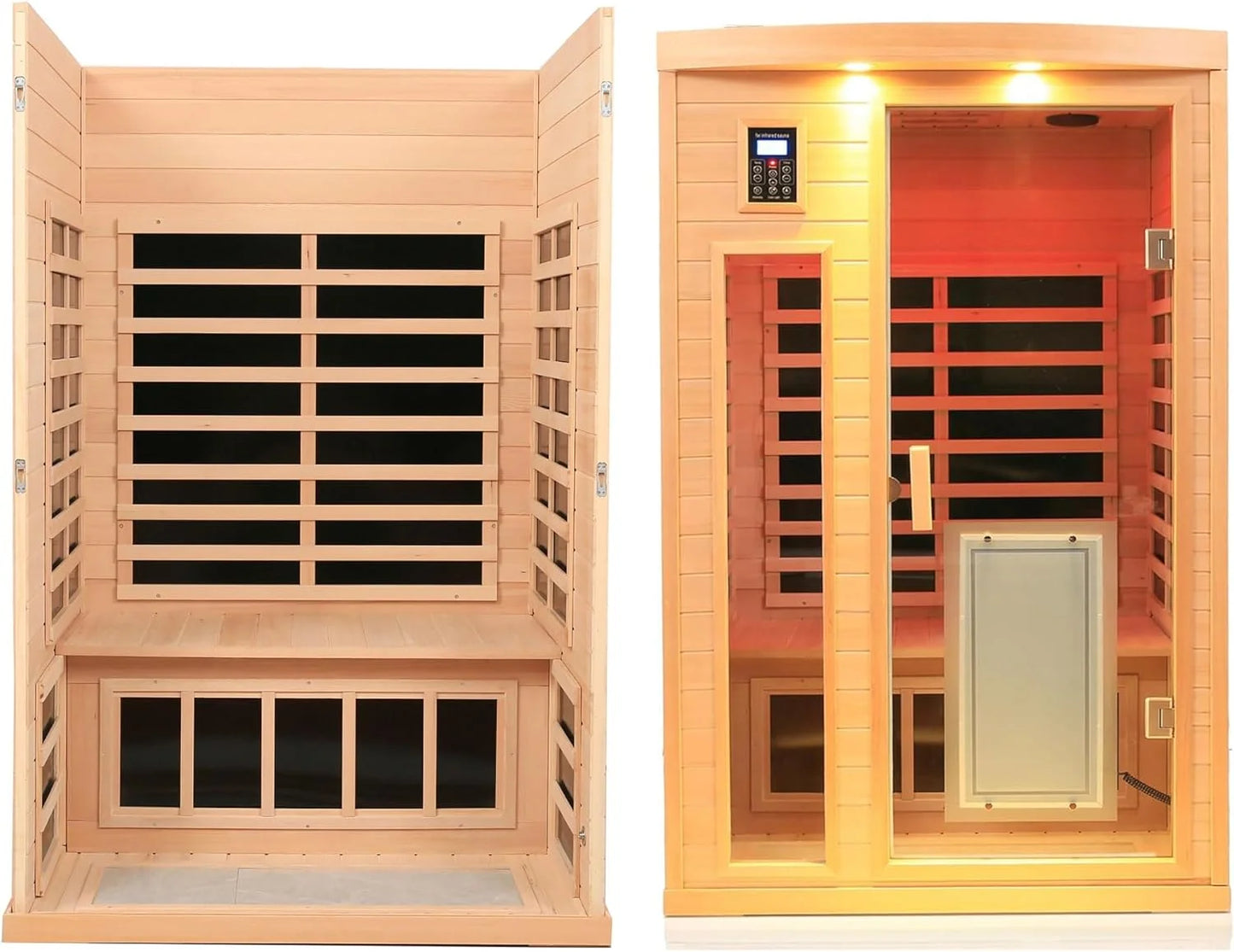 Far Infrared Sauna Room,Two Person Size, Hemlock Wooden Far Infrared Sauna for Home