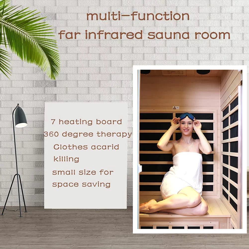 Far Infrared Sauna Room,Two Person Size, Hemlock Wooden Far Infrared Sauna for Home