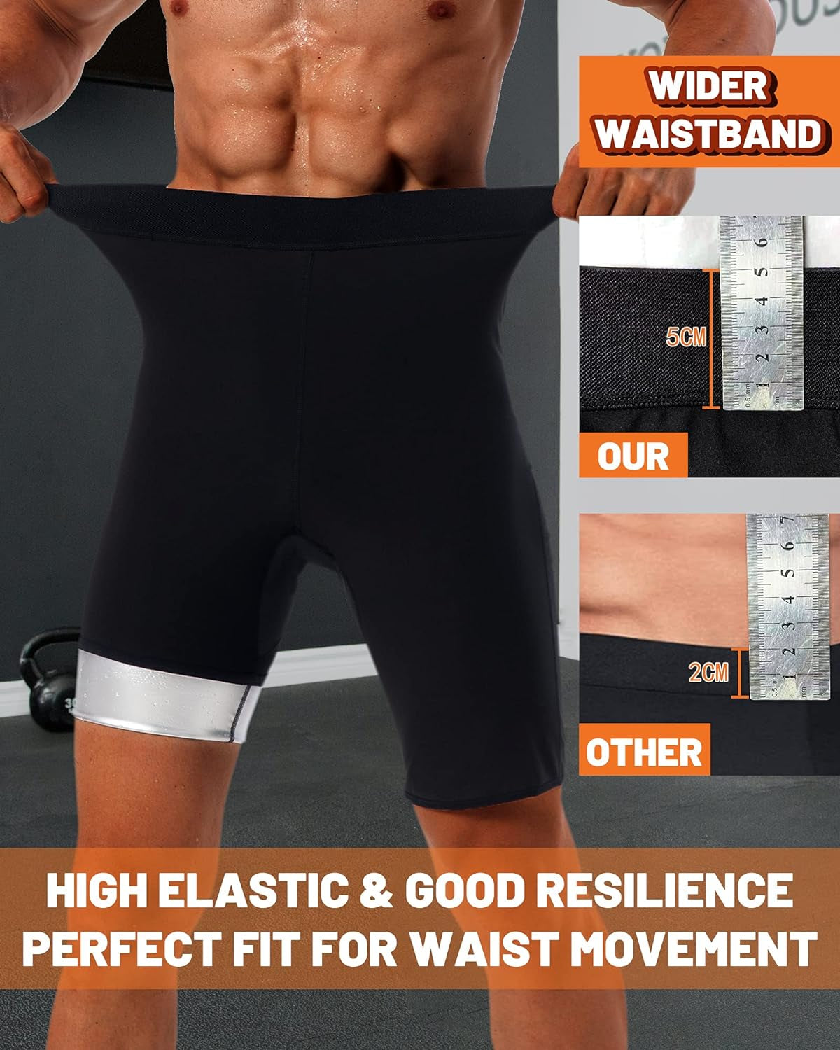 Sauna Sweat Short Pants for Men Hot Thermo Sauna Leggings Compression Hight Waist Pants Workout Body Shaper Sauna Suit