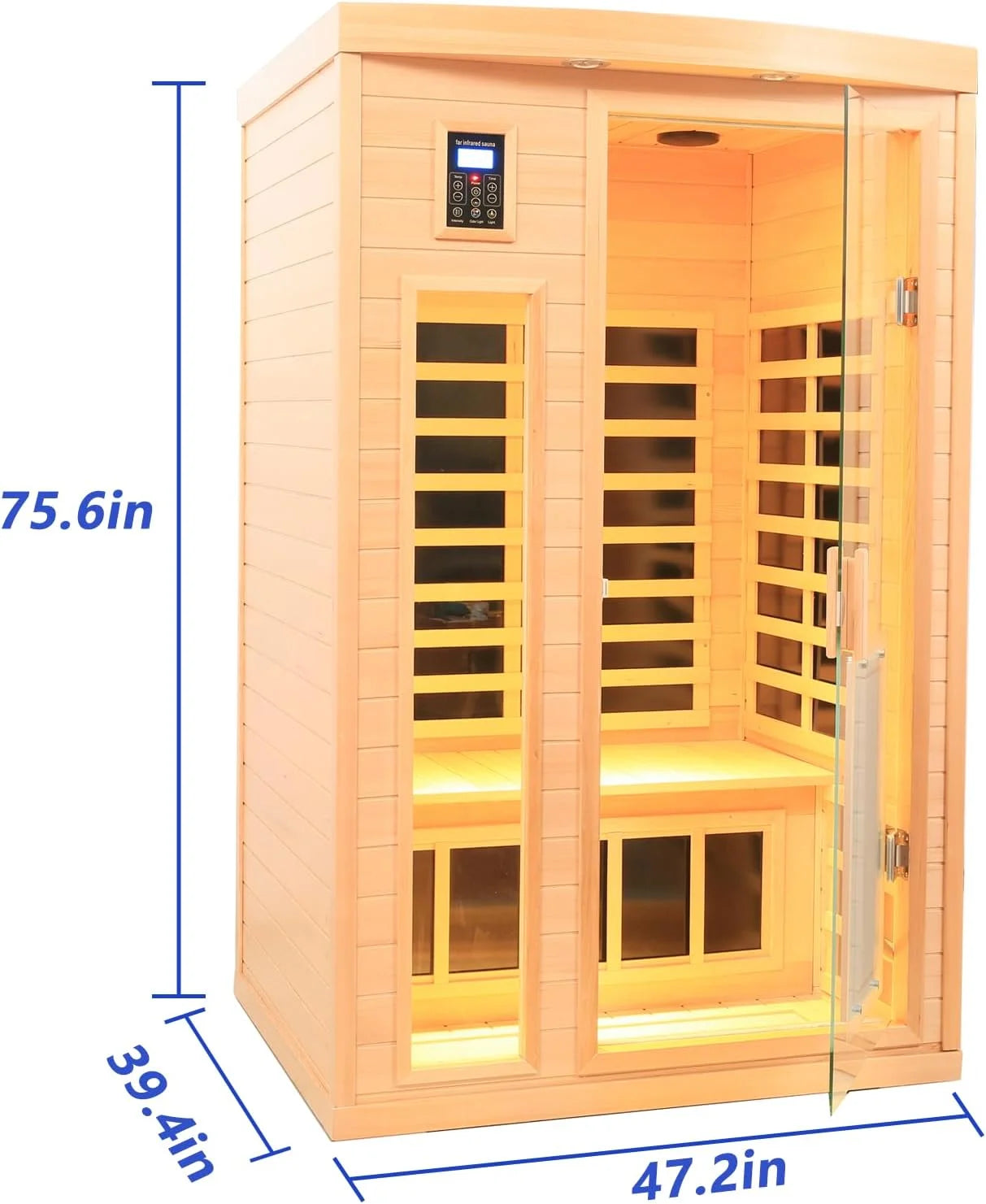 Far Infrared Sauna Room,Two Person Size, Hemlock Wooden Far Infrared Sauna for Home