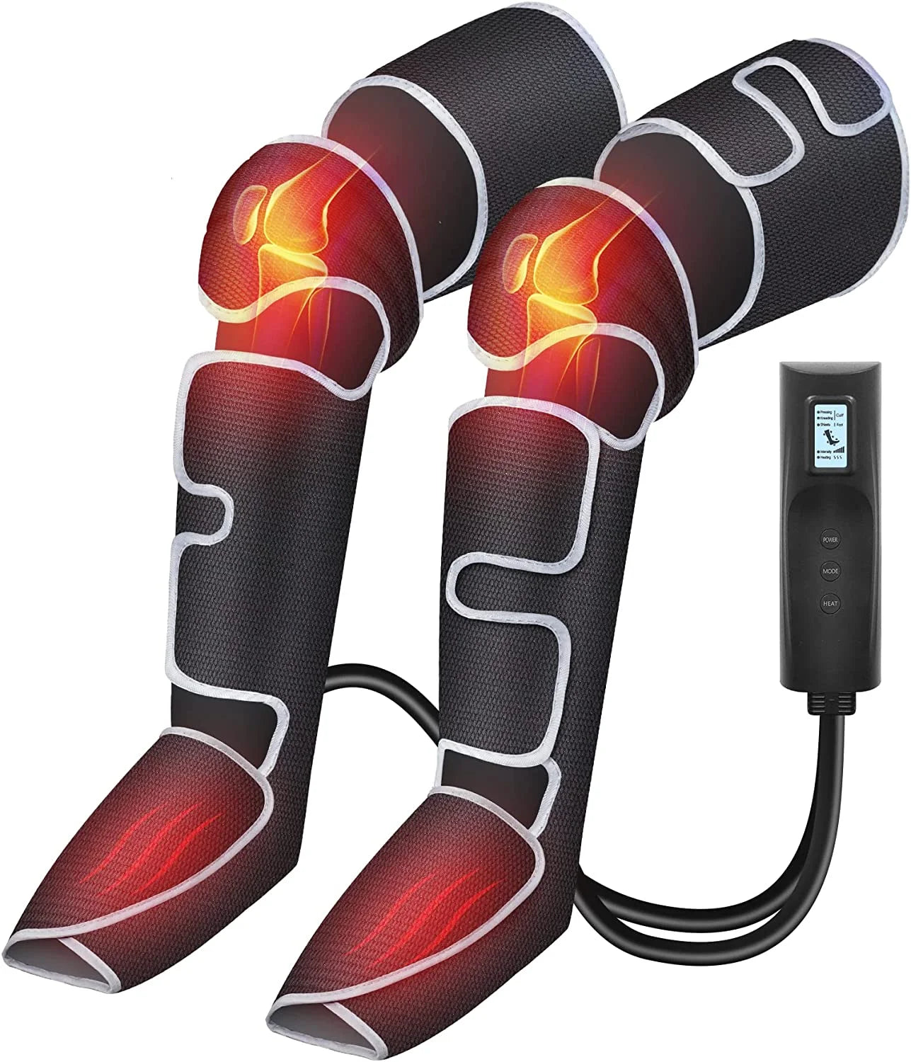 Leg Massager for Circulation, Air Compression Calf Knee Foot Massager with Heat, Leg Wraps Massage Boots for Pain Relief, Mothers Day Gifts