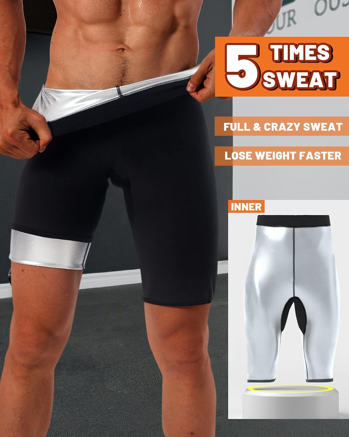 Sauna Sweat Short Pants for Men Hot Thermo Sauna Leggings Compression Hight Waist Pants Workout Body Shaper Sauna Suit