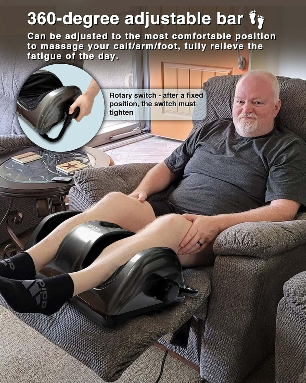 Foot Massager Machine for Mother'S Day, Shiatsu Foot Calf Massager with Heat Plantar Nerve Pain Electric Deep Kneading Rolling Massage for Foot Leg Calf Ankle, Remote Control Available